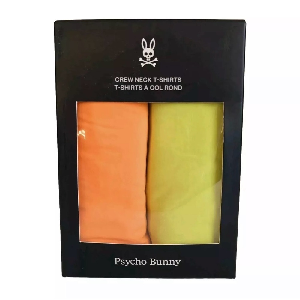 Psycho Bunny Men’s Size Large Pack of 2 Neon crew neck t shirts NWT